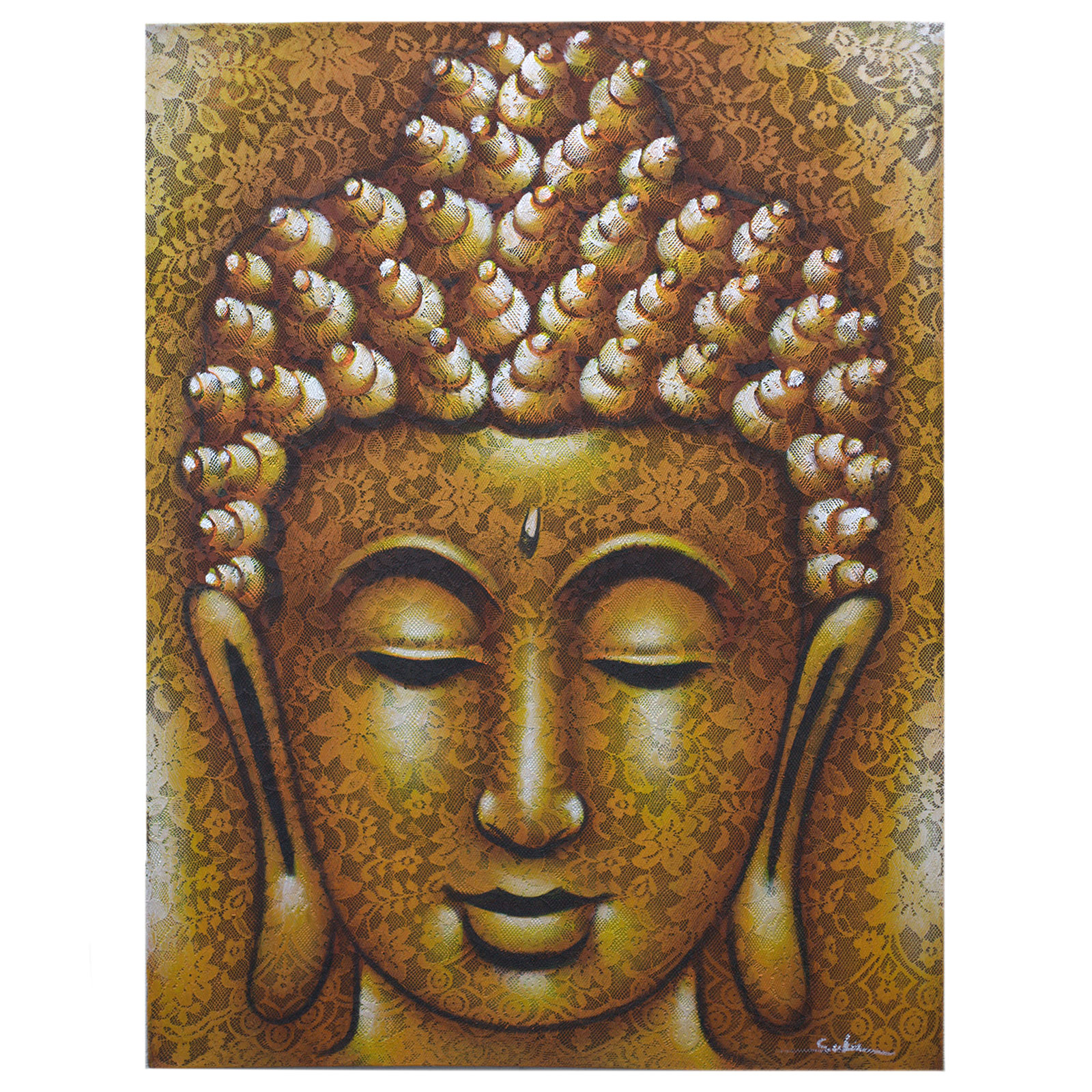 Buddha Painting - Gold Brocade Detail - Click Image to Close