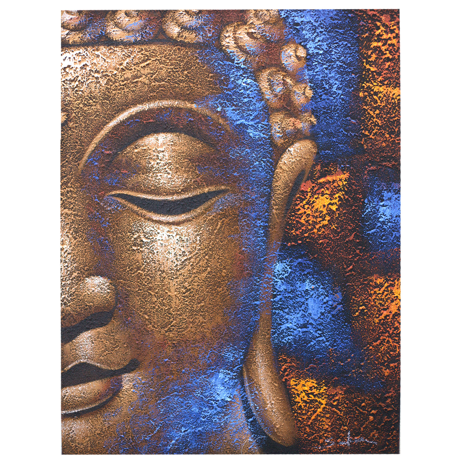 Buddha Painting - Copper Face - Click Image to Close
