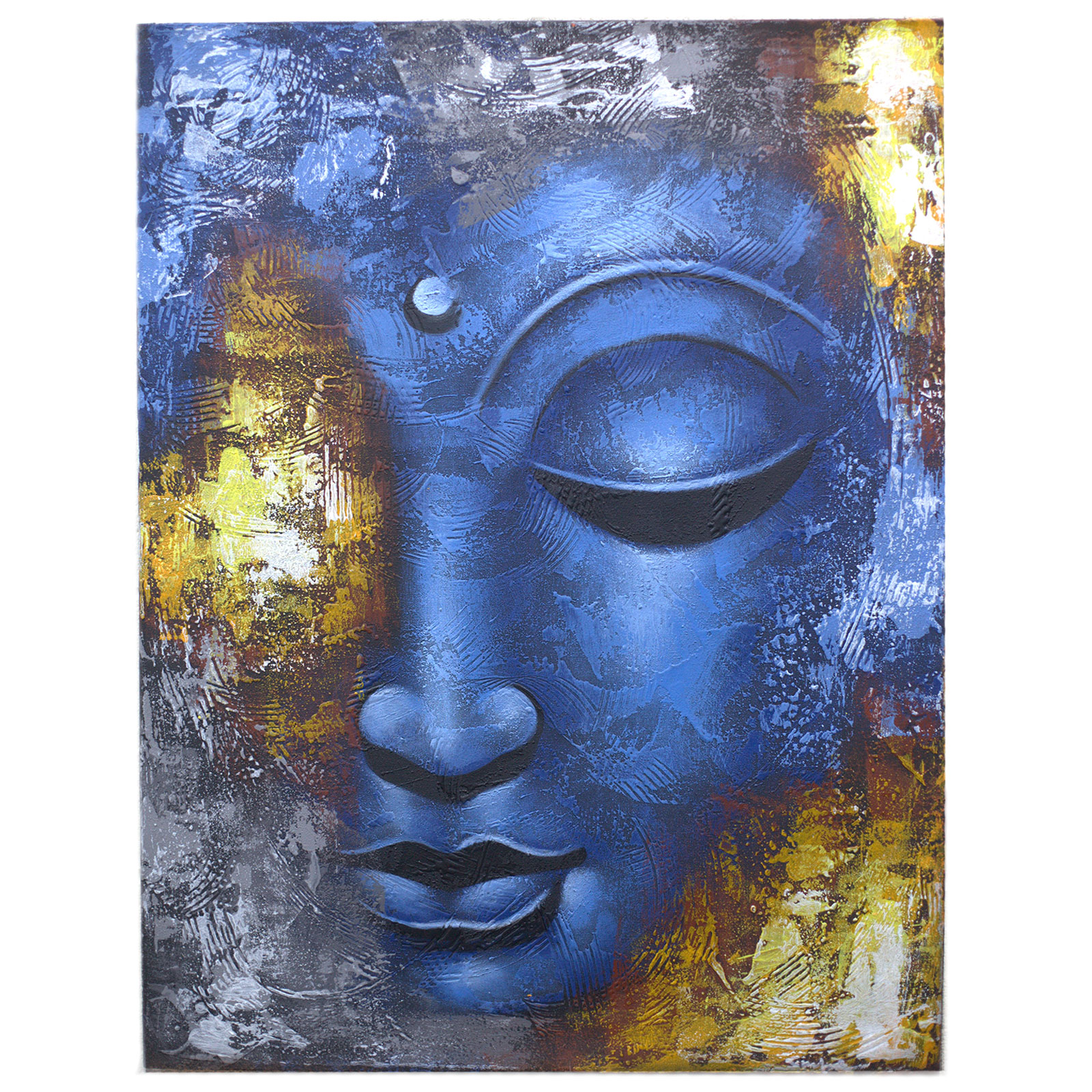 Buddha Painting - Blue Face Abstract - Click Image to Close