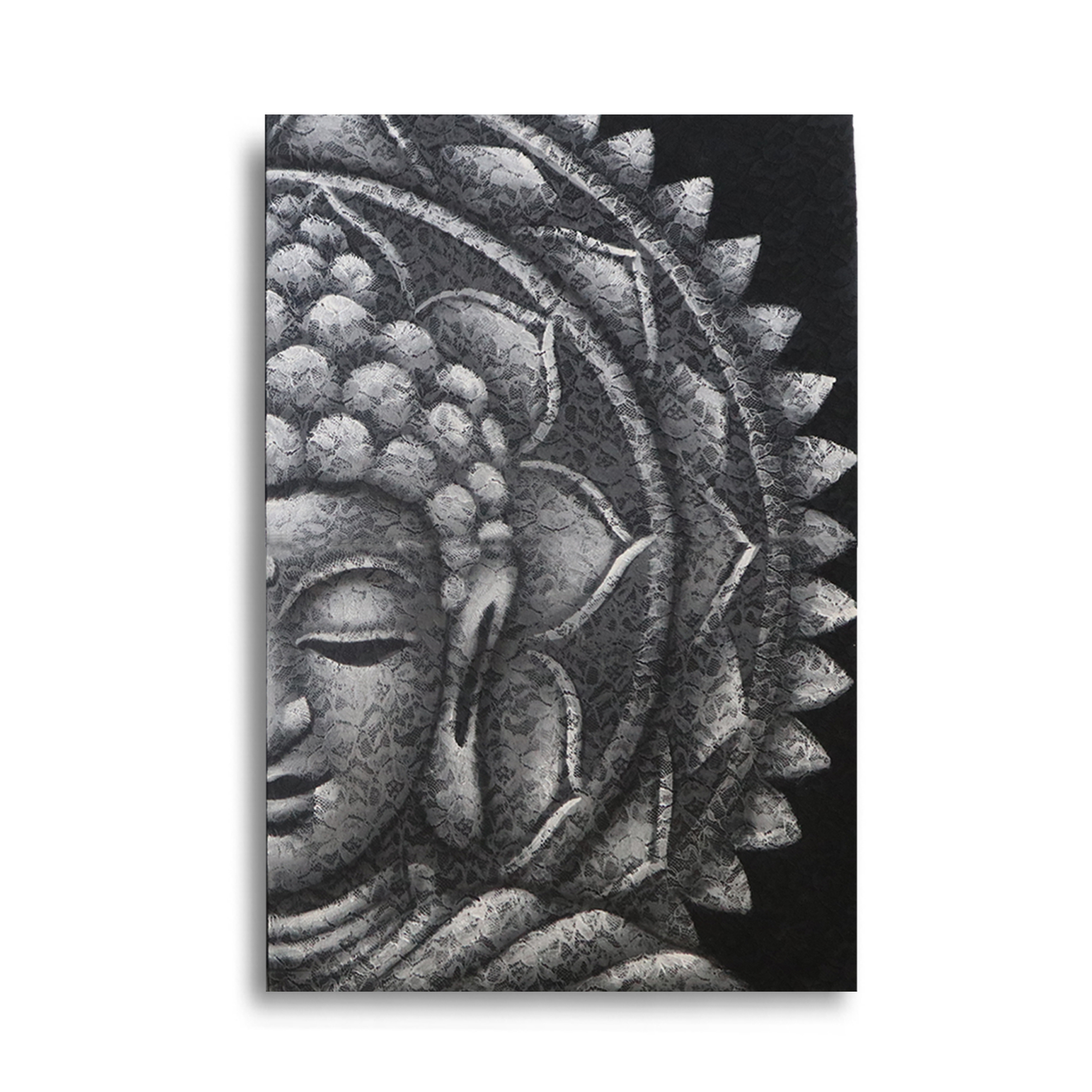 Grey Half Buddha Mandala 60x80cm - Click Image to Close