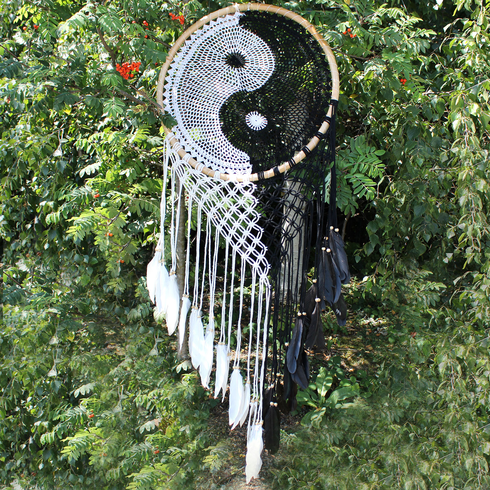 Bali Dream Catchers - Extra Large Ying Yang D: 50cm - Click Image to Close
