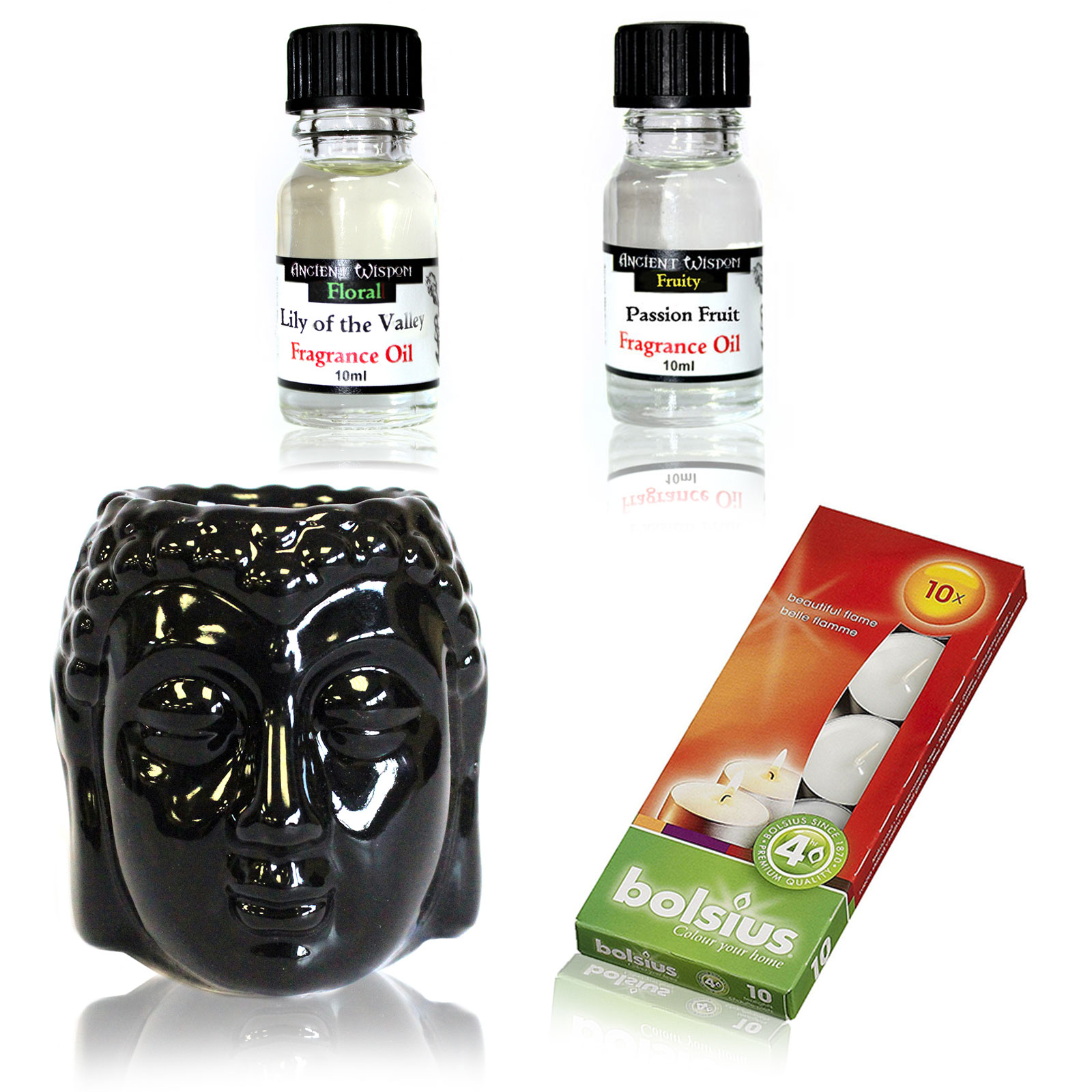 Buddha Oil Burner and Fragrance Oils Kit - Click Image to Close