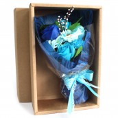 Boxed Hand Soap Flower Bouquet - Blue - Click Image to Close