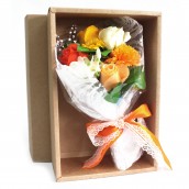 Boxed Hand Soap Flower Bouquet - Orange - Click Image to Close