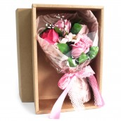 Boxed Hand Soap Flower Bouquet - Pink - Click Image to Close