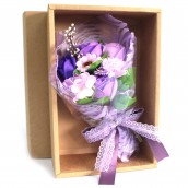 Boxed Hand Soap Flower Bouquet - Purple - Click Image to Close