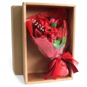 Boxed Hand Soap Flower Bouquet - Red - Click Image to Close