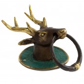 Brass Door Knocker - Stags Head - Click Image to Close