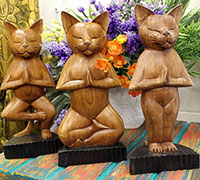 Wooden Yoga Cats