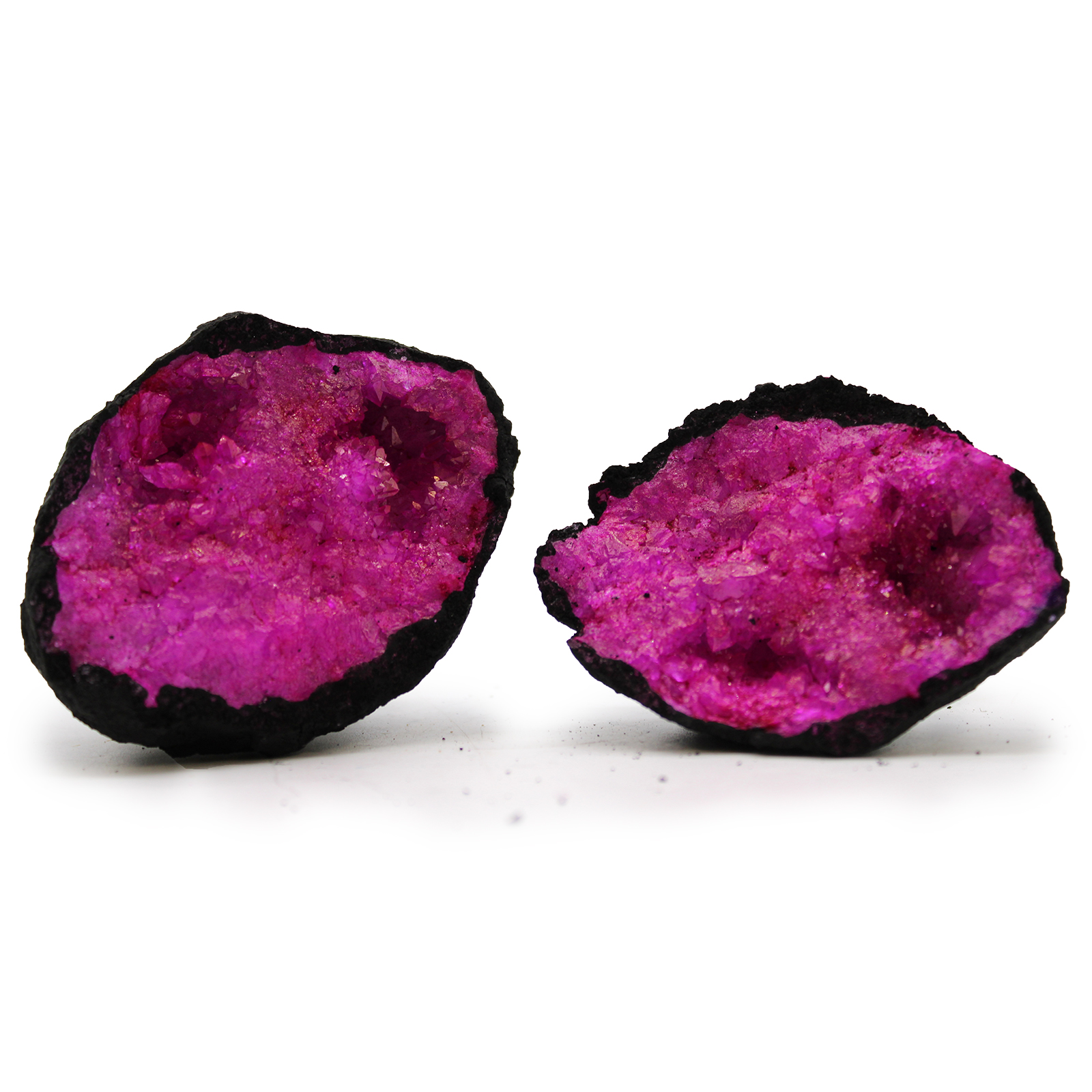 Coloured Calcite Geodes - Black Rock - Dark Red / Pink - Click Image to Close
