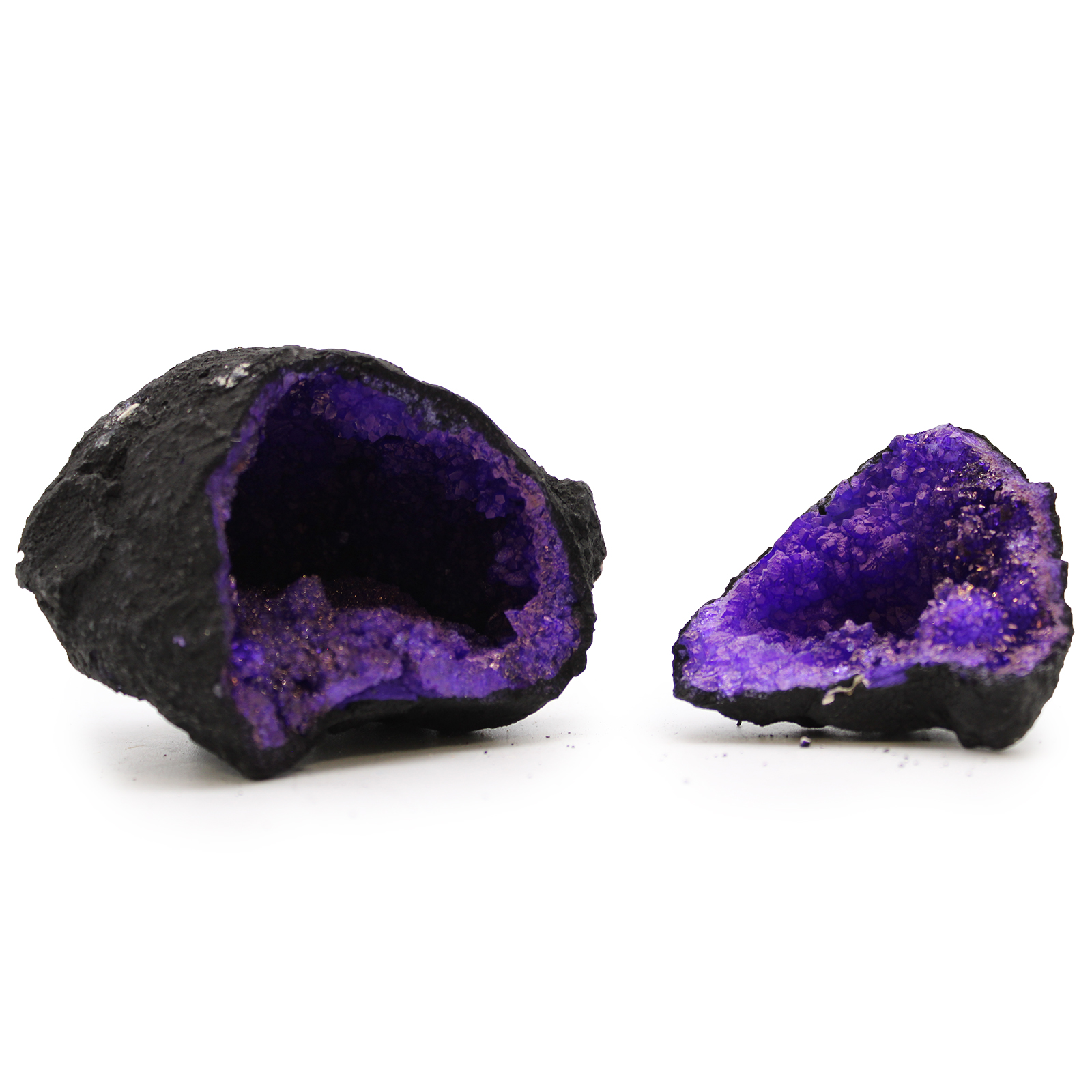 Coloured Calcite Geodes - Black Rock - Purple - Click Image to Close