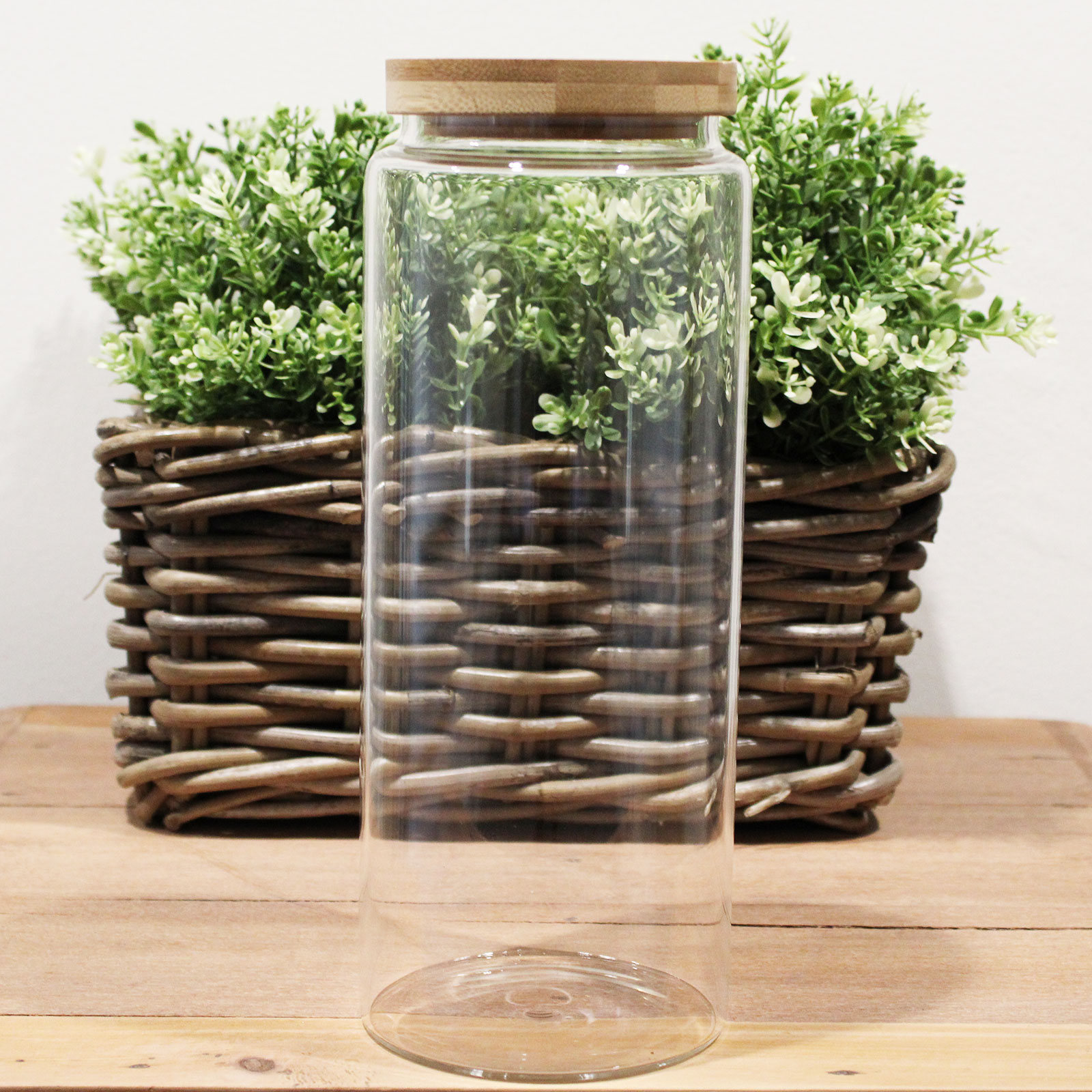 Cottage Bamboo Glass Jar - 25cm - Click Image to Close