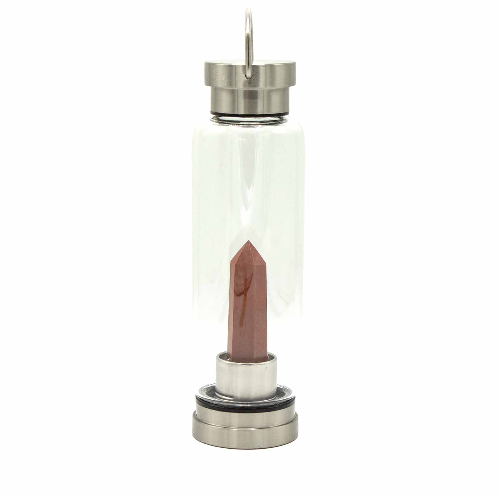 Crystal Infused Glass Water Bottle - Red Jasper - Obelisk - Click Image to Close