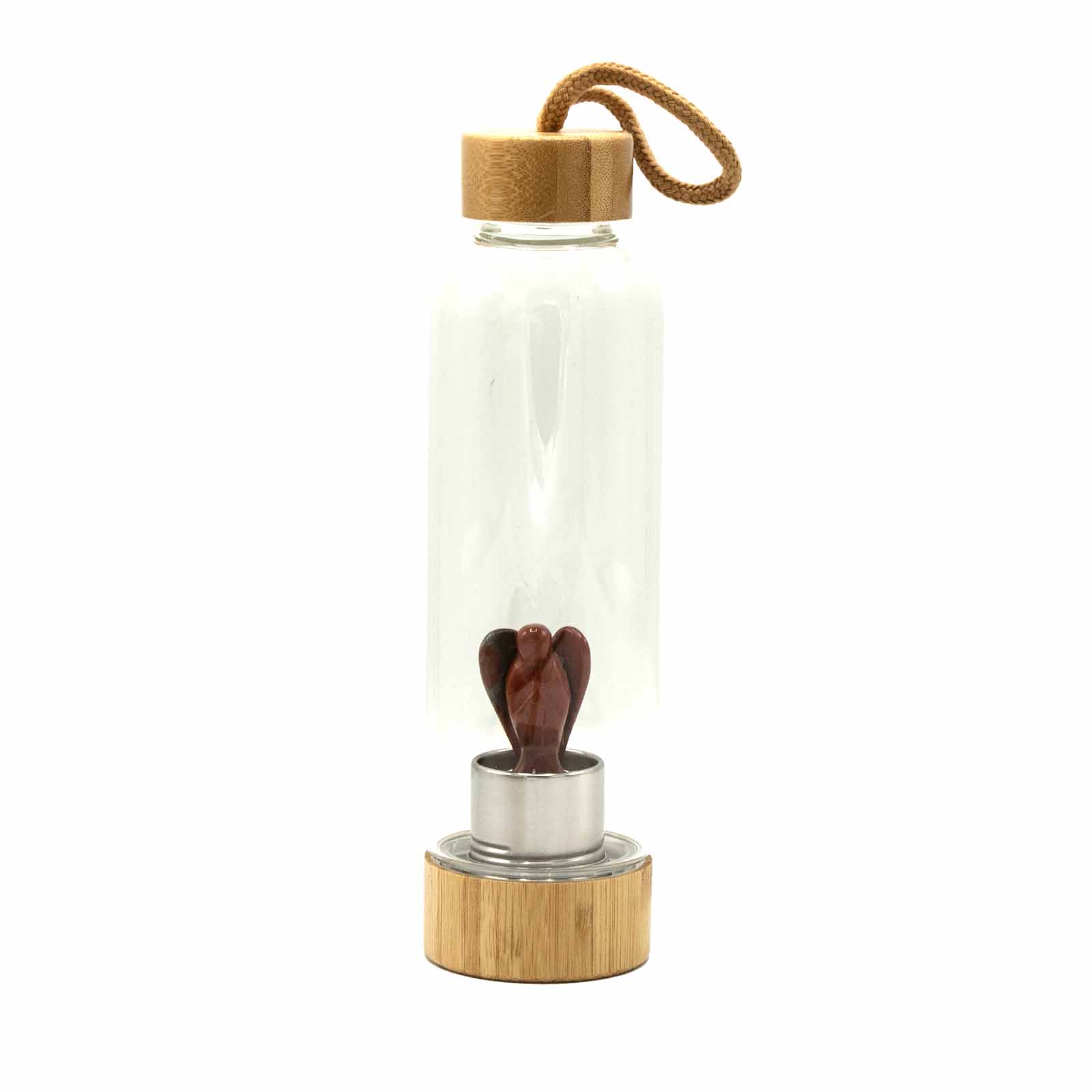 Crystal Infused Glass Water Bottle - Red Jasper - Angel - Click Image to Close