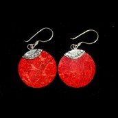 Classic Disc Coral Earrings - Click Image to Close