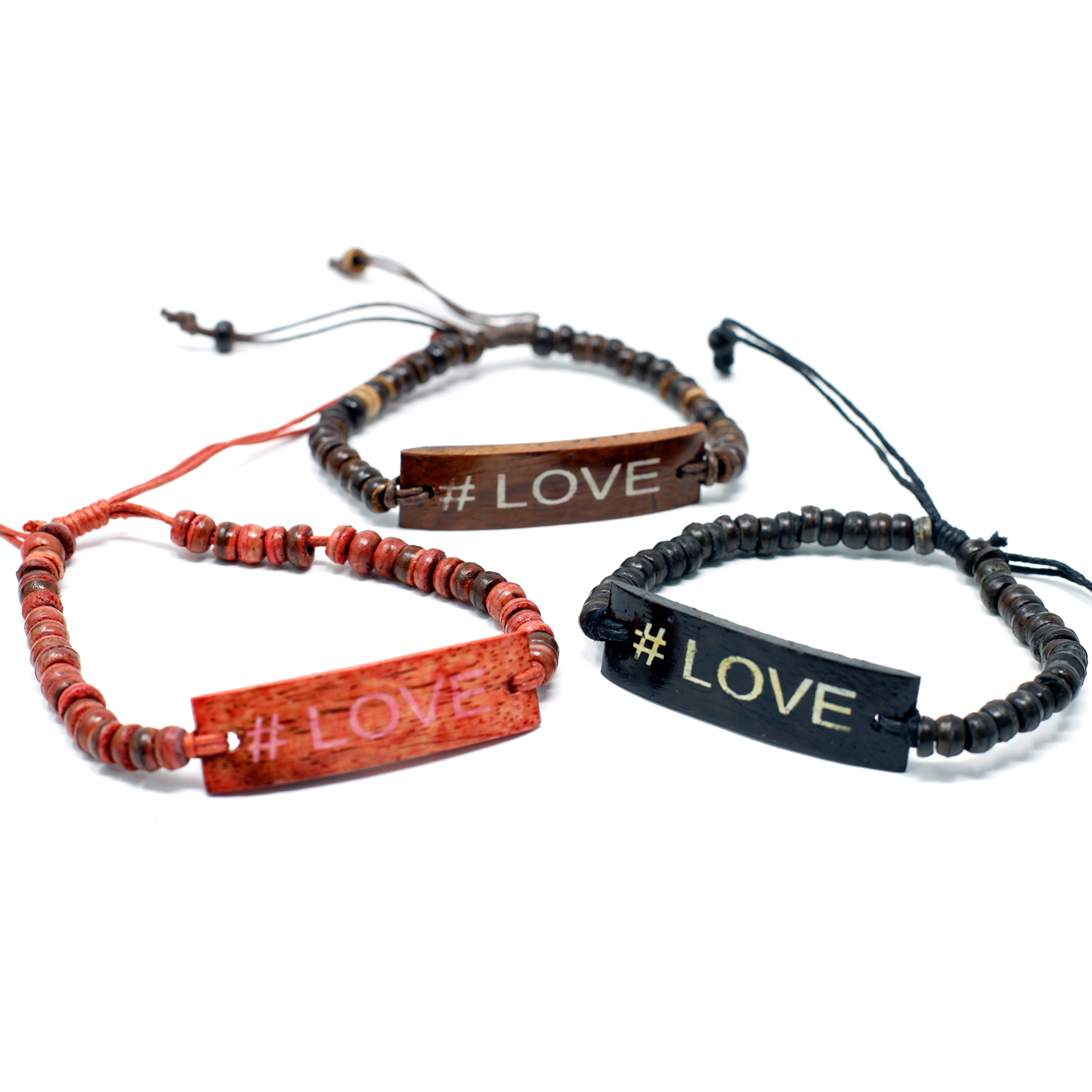 6 x Coco Slogan Bracelets - #Love - Click Image to Close