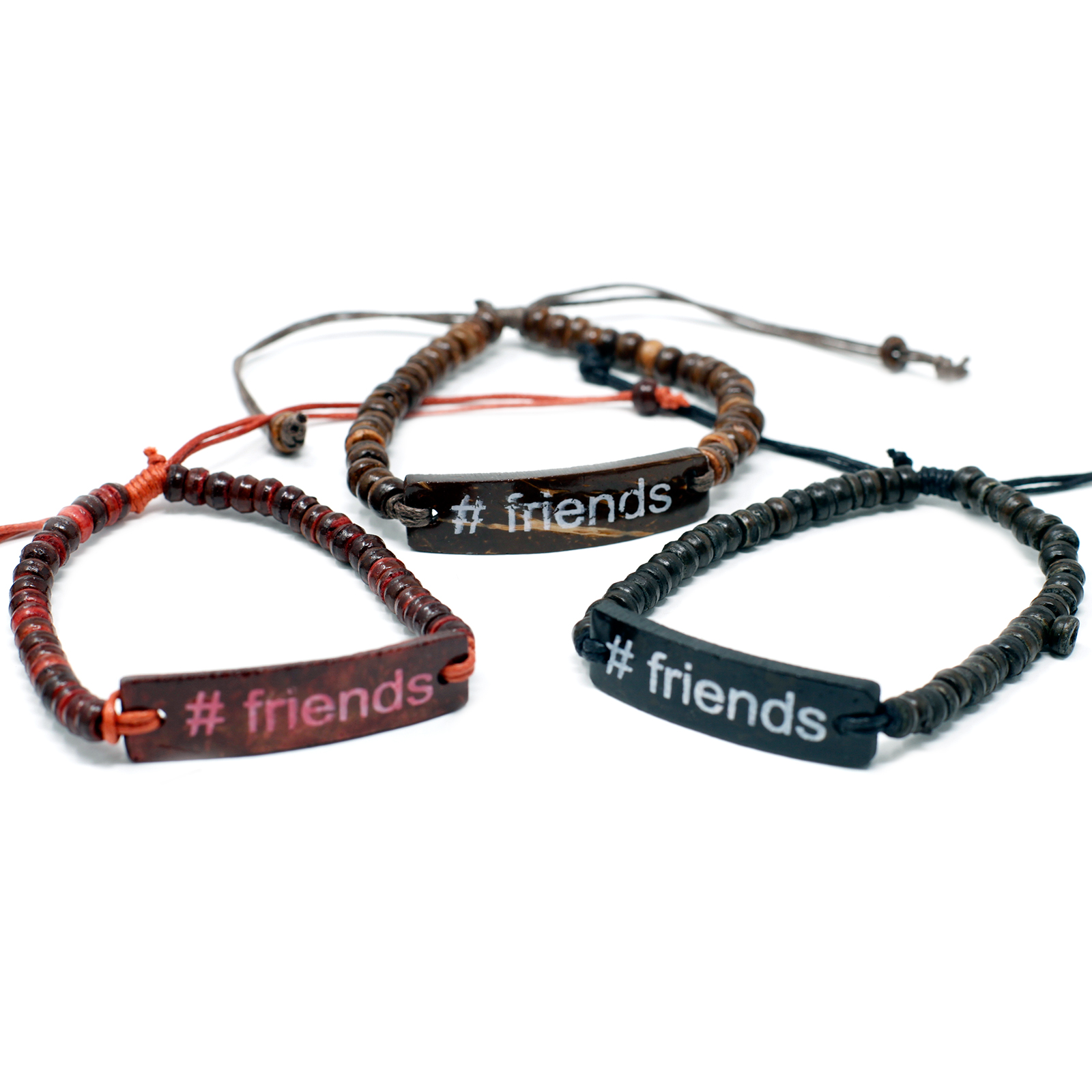 6 x Coco Slogan Bracelets - #Friends - Click Image to Close