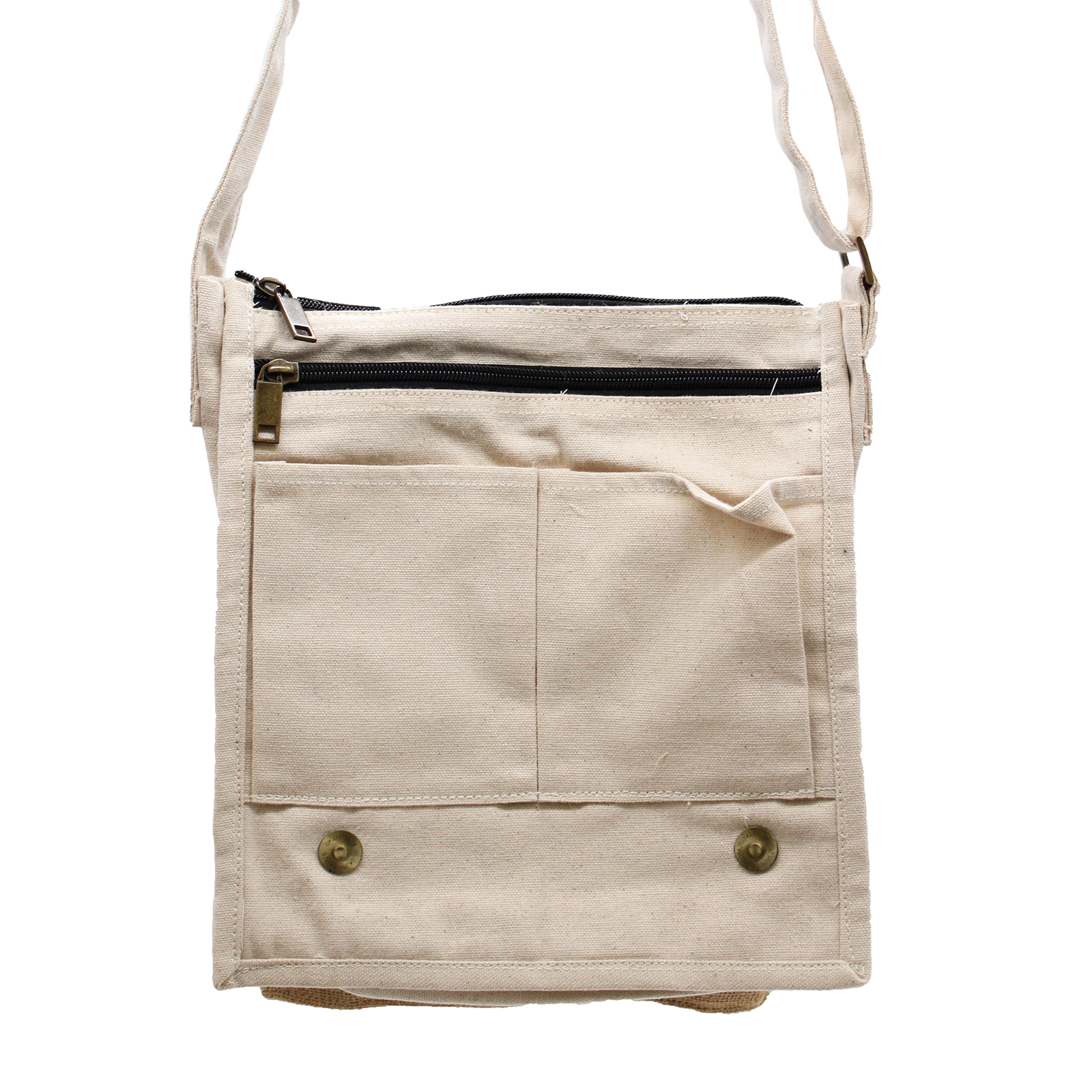 Cotton Canvas Messenger Bag - Natural and Soft Jute - Click Image to Close
