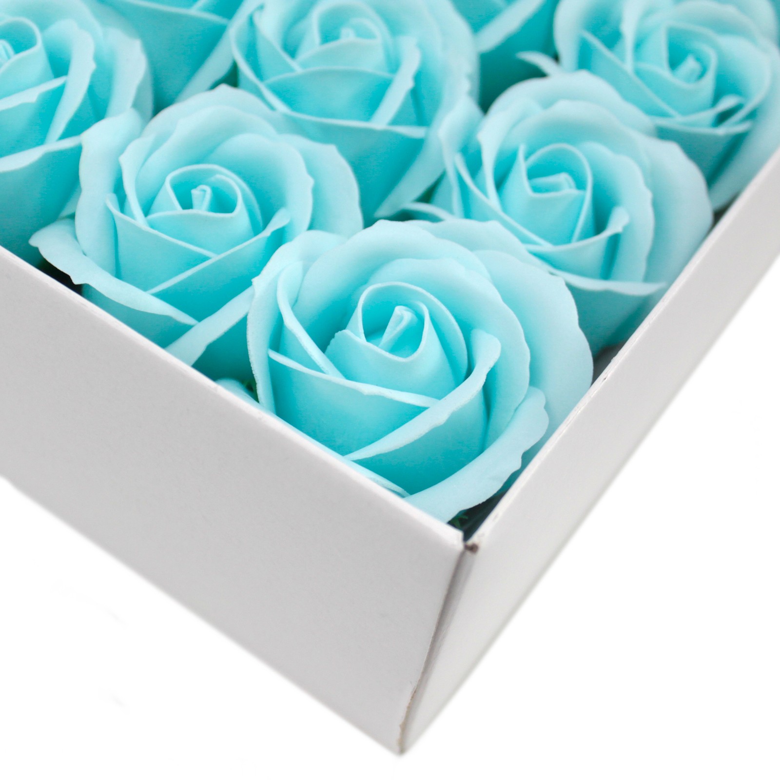 10 x Craft Soap Flowers - Med Rose - Baby Blue - Click Image to Close