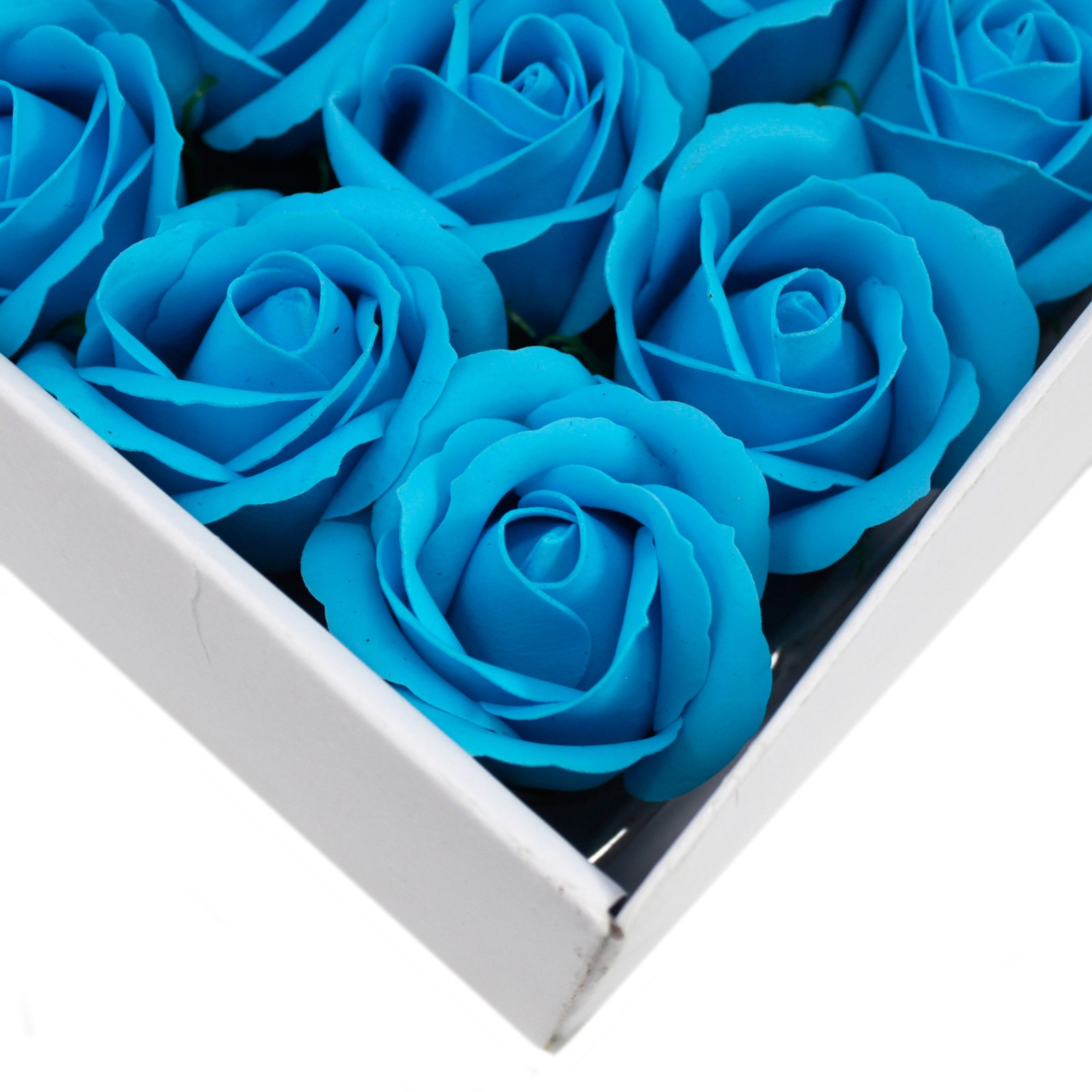 10 x Craft Soap Flowers - Med Rose - Sky Blue - Click Image to Close