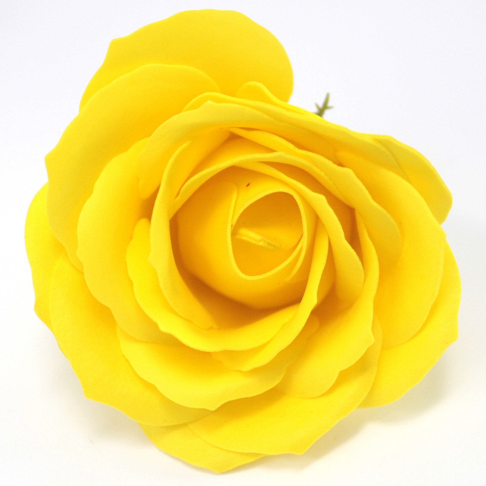 10 x Craft Soap Flowers - Lrg Rose - Yellow - Click Image to Close