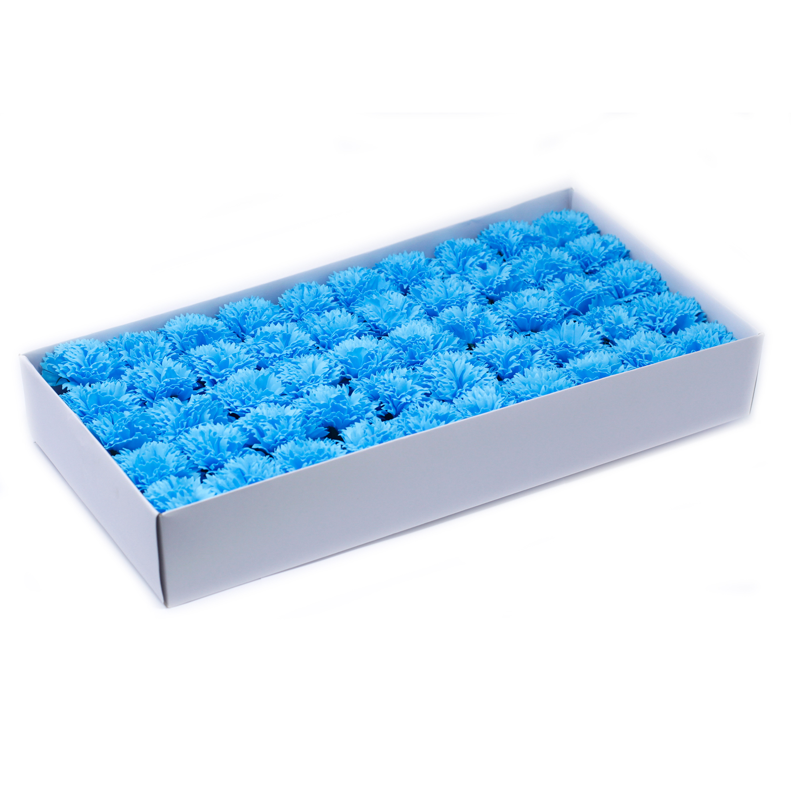10 x Craft Soap Flowers - Carnations - Sky Blue - Click Image to Close
