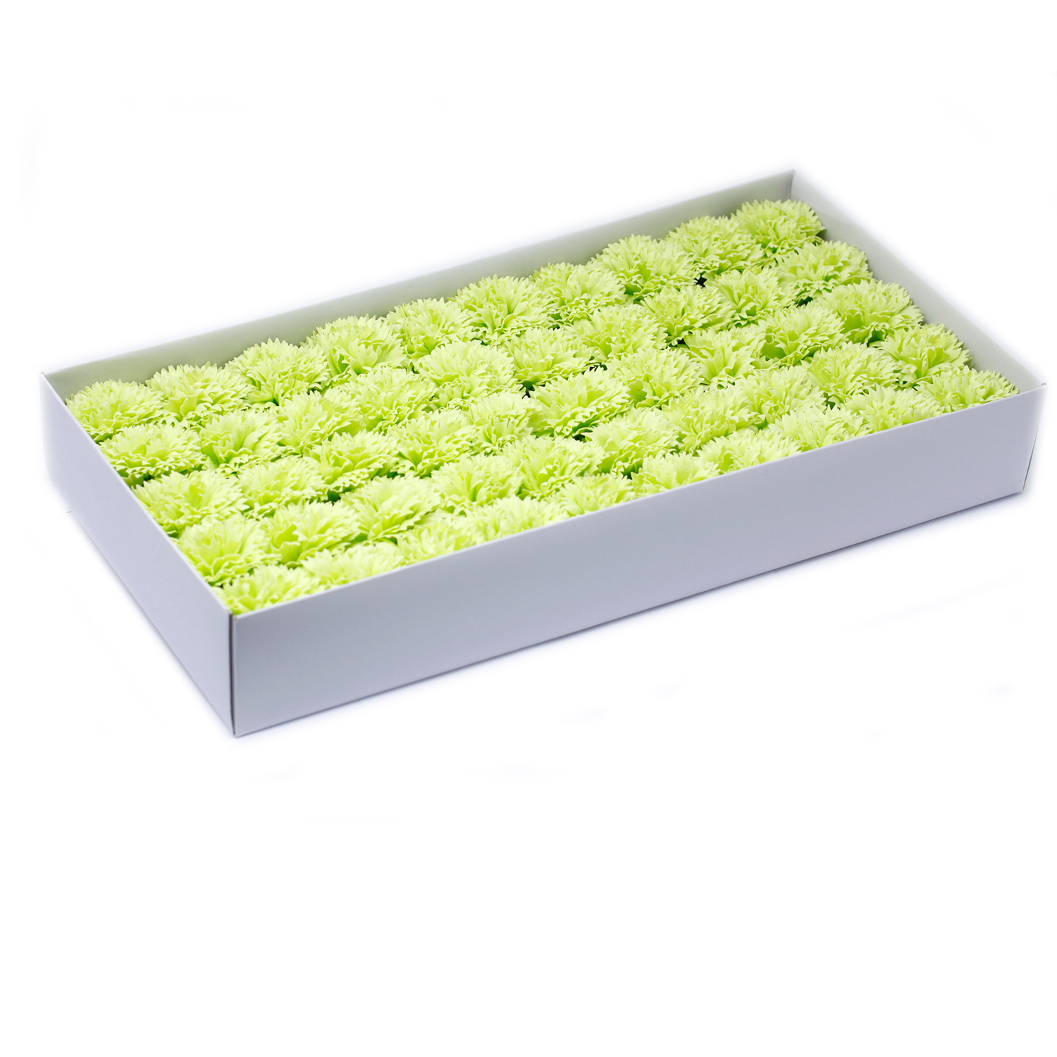 10 x Craft Soap Flowers - Carnations - Lime - Click Image to Close