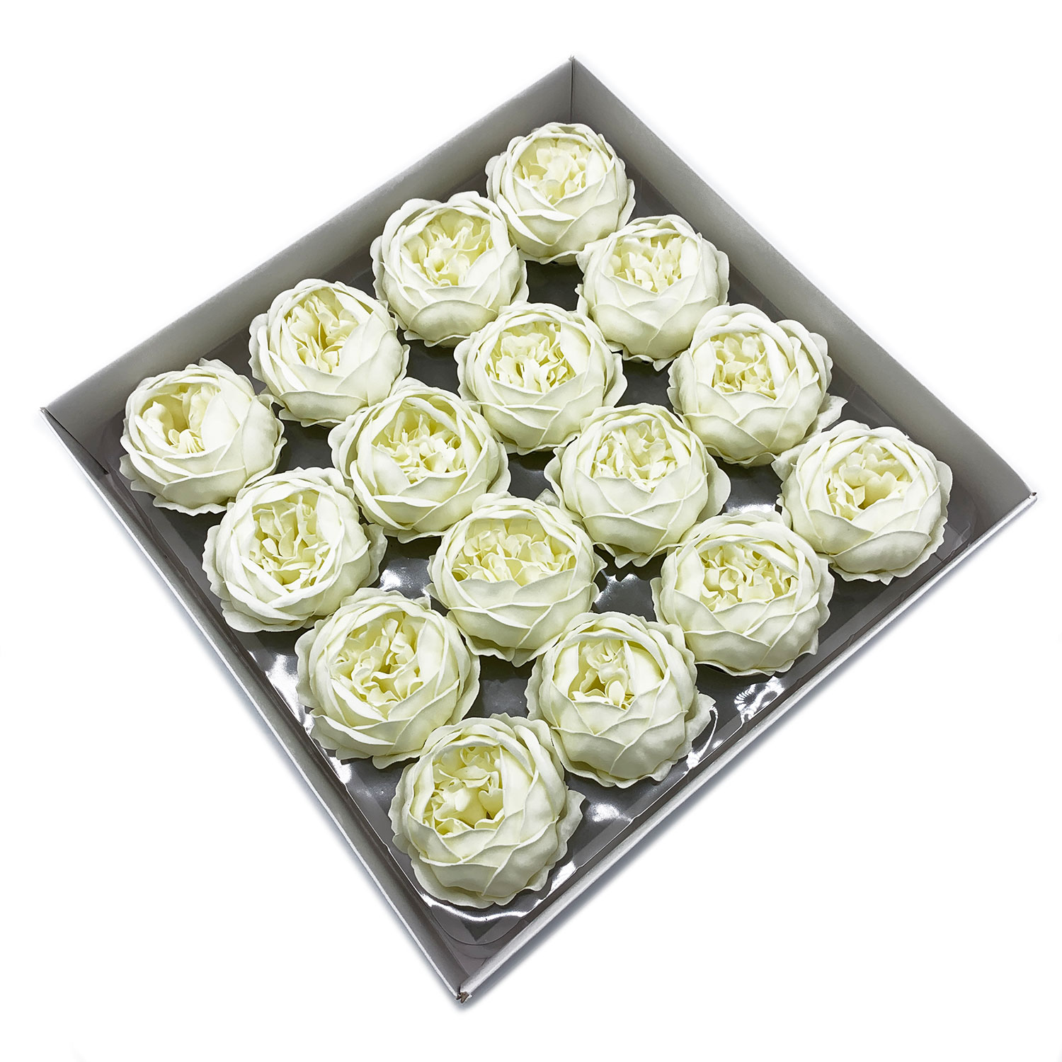 10 x Craft Soap Flowers - Ext Large Peony - Ivory - Click Image to Close