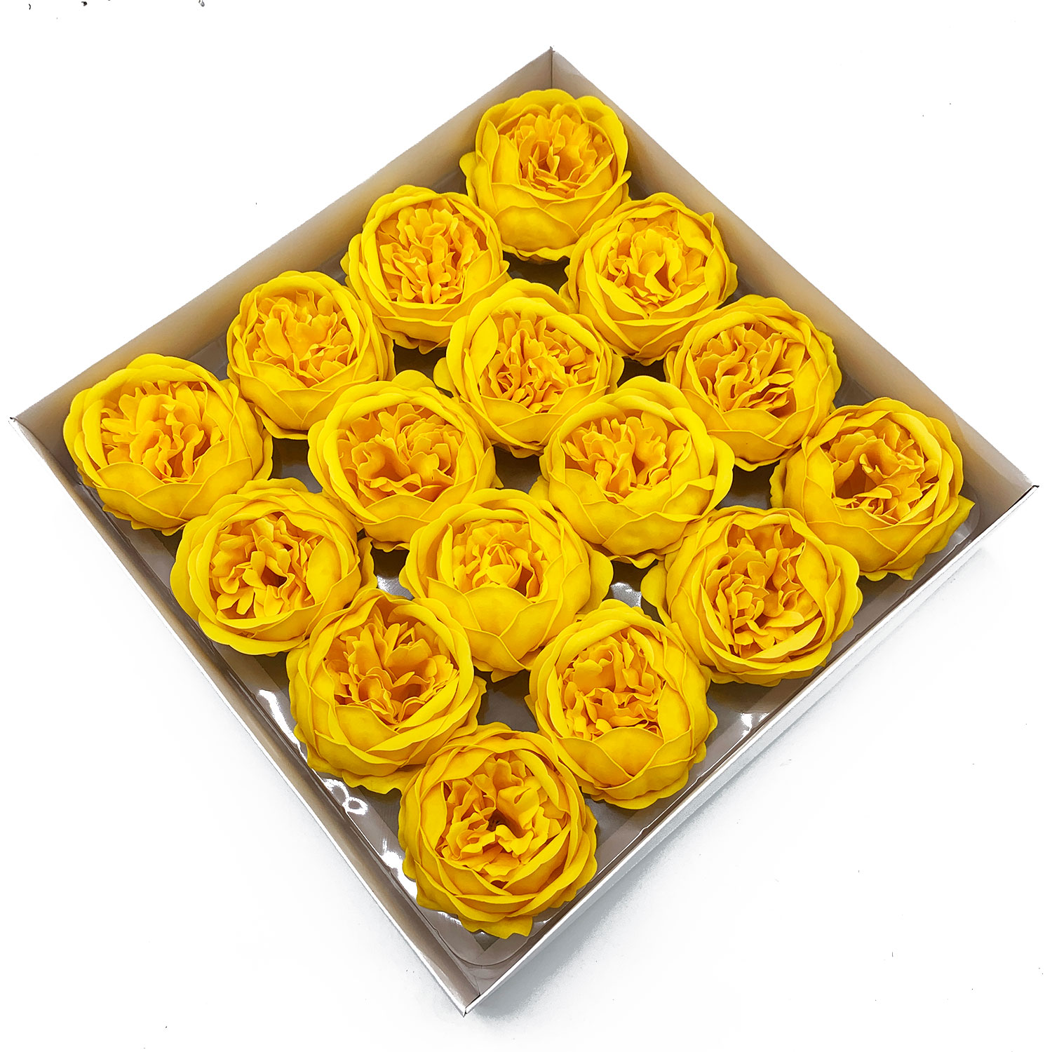 10 x Craft Soap Flowers - Ext Large Peony - Yellow - Click Image to Close