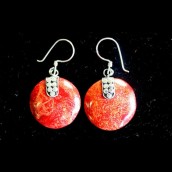 Disc Decor Coral Earrings - Click Image to Close