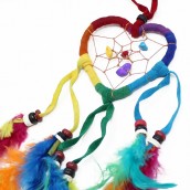 6 x Small Heart Dreamcatchers - Rainbow - Click Image to Close