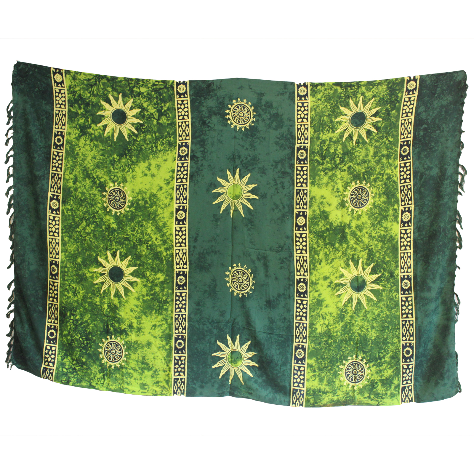 Bali Celtic Sarongs - Sun Symbols - Green - Click Image to Close
