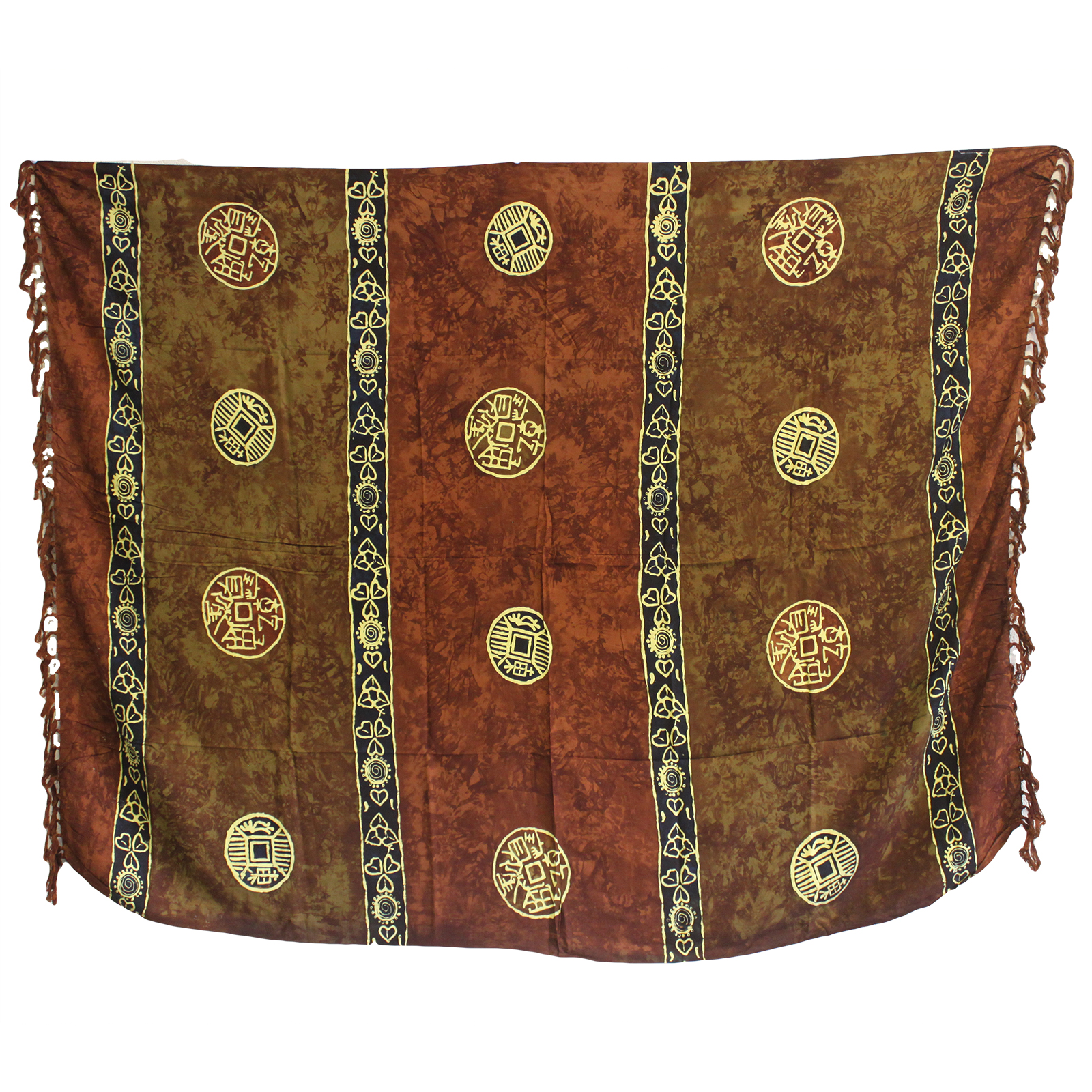 Bali Celtic Sarongs - Lucky Coins - Brown - Click Image to Close