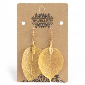 Earrings - Bravery Leaf - Gold - Click Image to Close