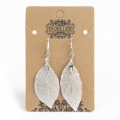 Earrings - Bravery Leaf - Silver - Click Image to Close