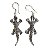 Silver Earrings - Lizards - Click Image to Close