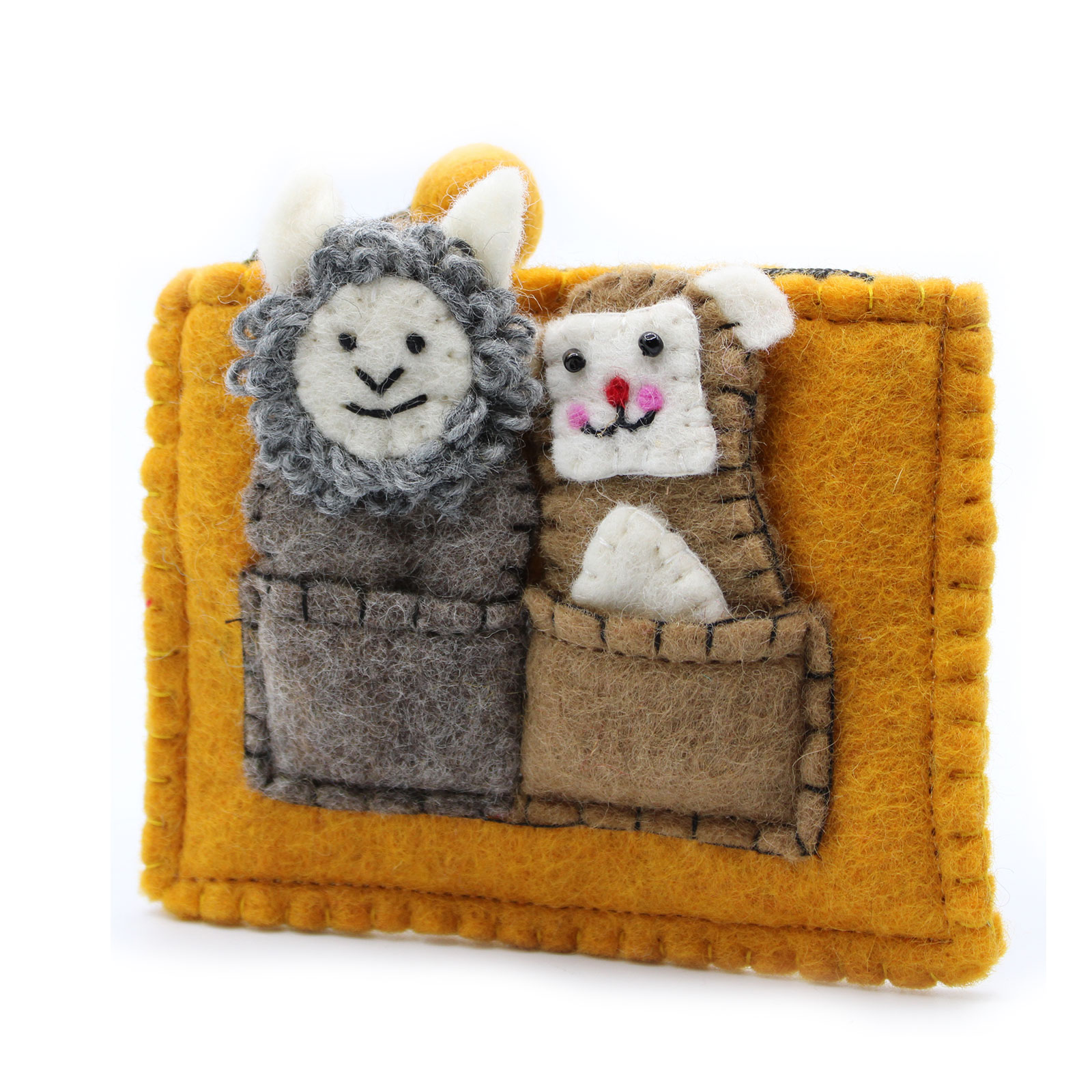 Pouch with Finger Puppets - Bear & Sheep - Click Image to Close
