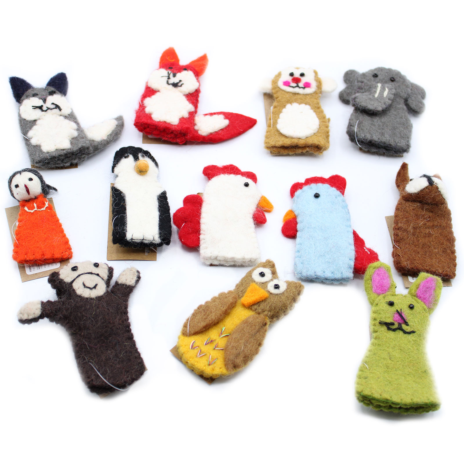 36 x Felt Finger Puppets - Assorted - Click Image to Close