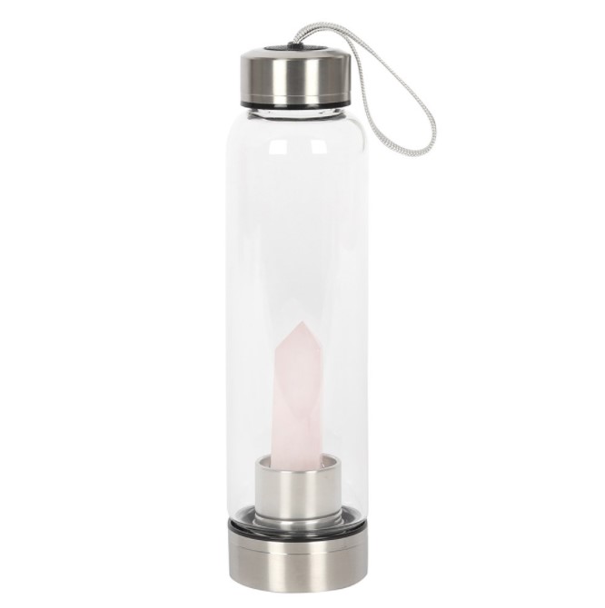 Rose Quartz Purifying Glass Water Bottle - Click Image to Close