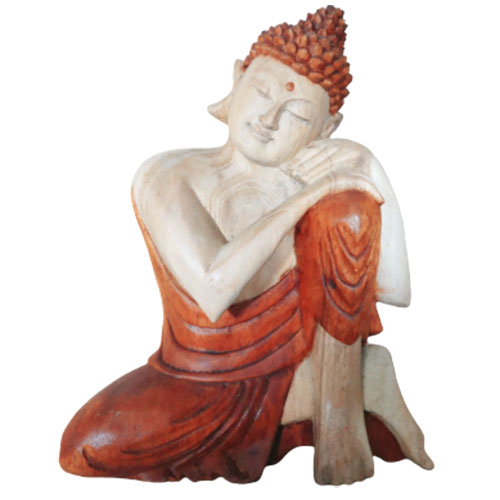 Hand Carved Buddha Statue - 25cm Thinking - Click Image to Close