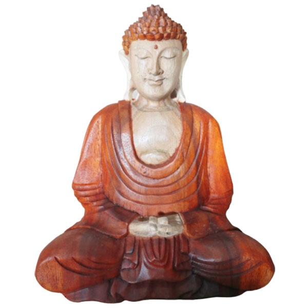 Hand Carved Buddha Statue - 30cm Hand Down - Click Image to Close