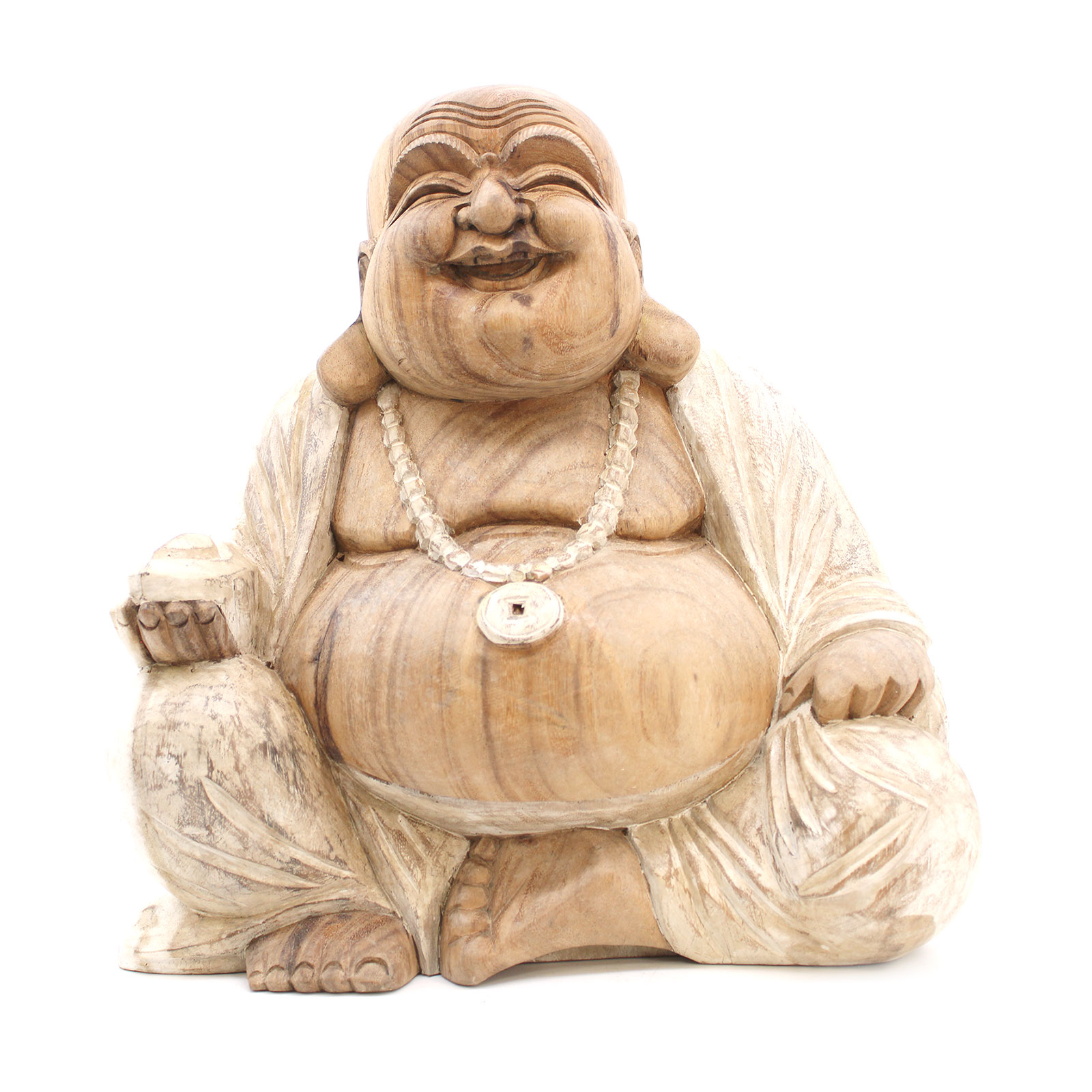 Happy Buddha - Whitewash 40cm - Click Image to Close
