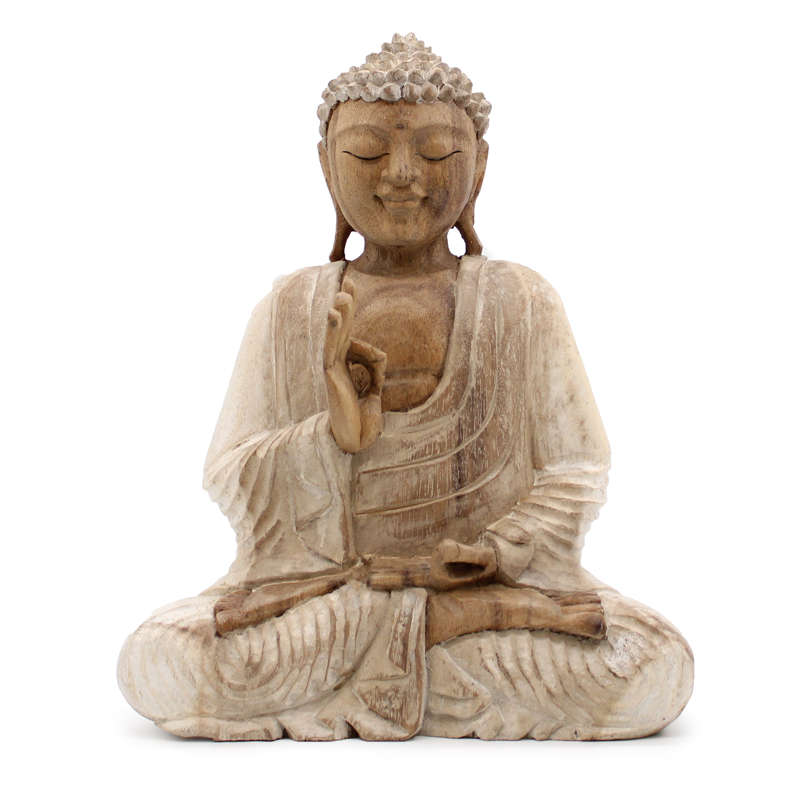 Buddha Statue Whitewash - 30cm Teaching Transmission - Click Image to Close