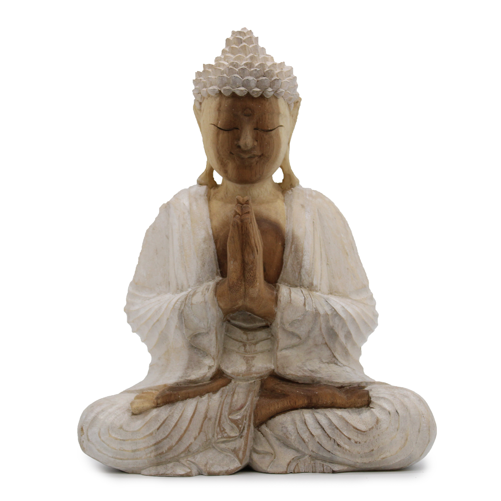 Buddha Statue Whitewash - 30cm Welcome - Click Image to Close