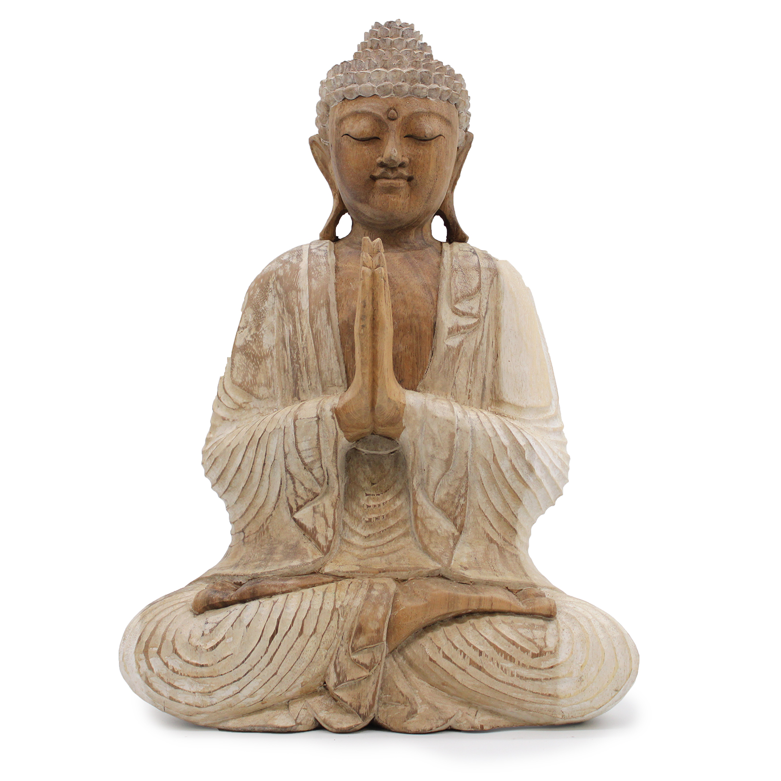 Buddha Statue Whitewash - 40cm Welcome - Click Image to Close