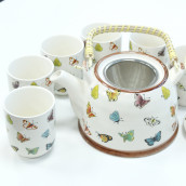 Herbal Tea Pot Set - Butterflies - Click Image to Close