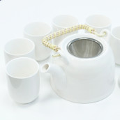Herbal Tea Pot Set - Classic White - Click Image to Close