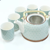 Herbal Tea Pot Set - Green Mosaic - Click Image to Close