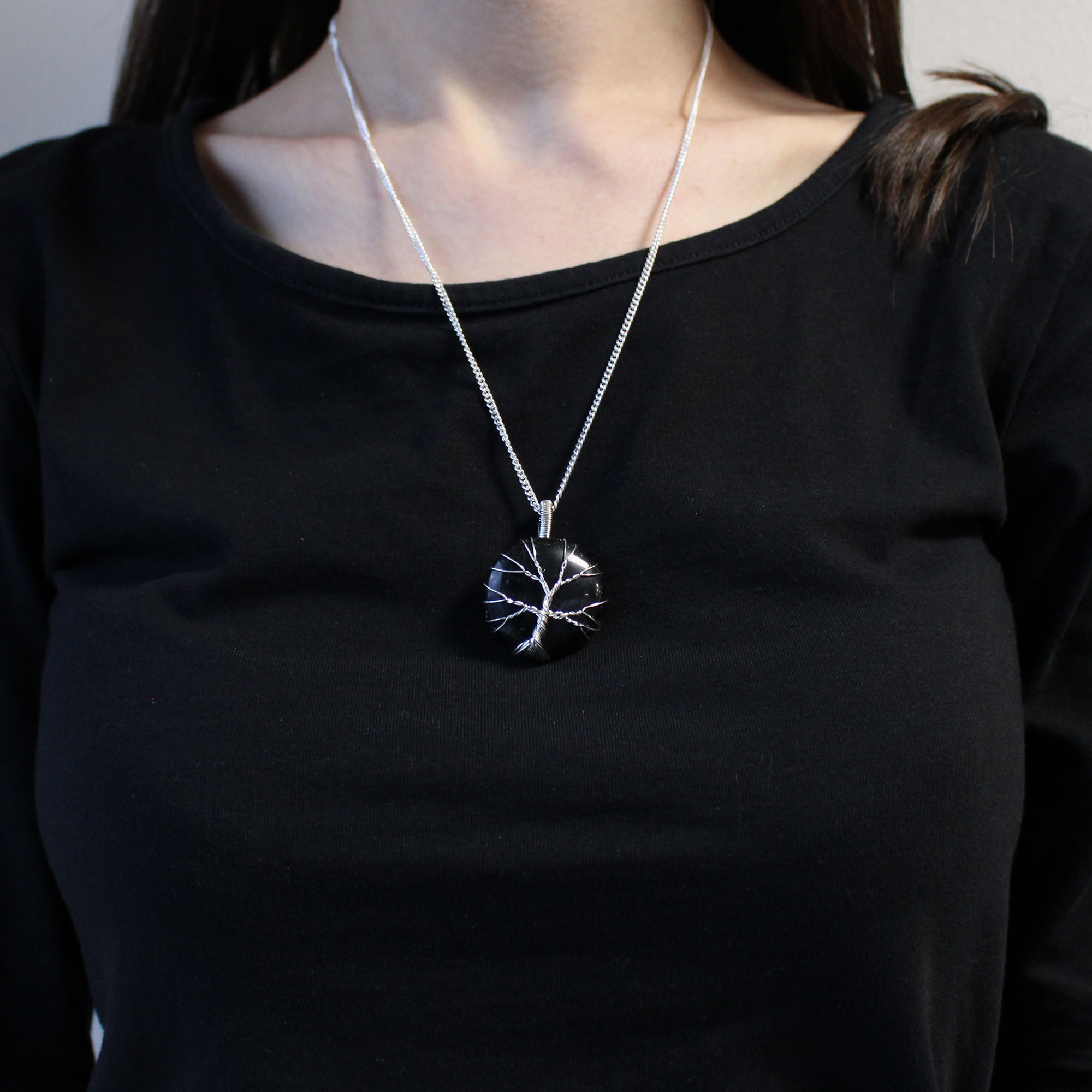 Tree of Life Gemstone Necklace - Black Onyx - Click Image to Close