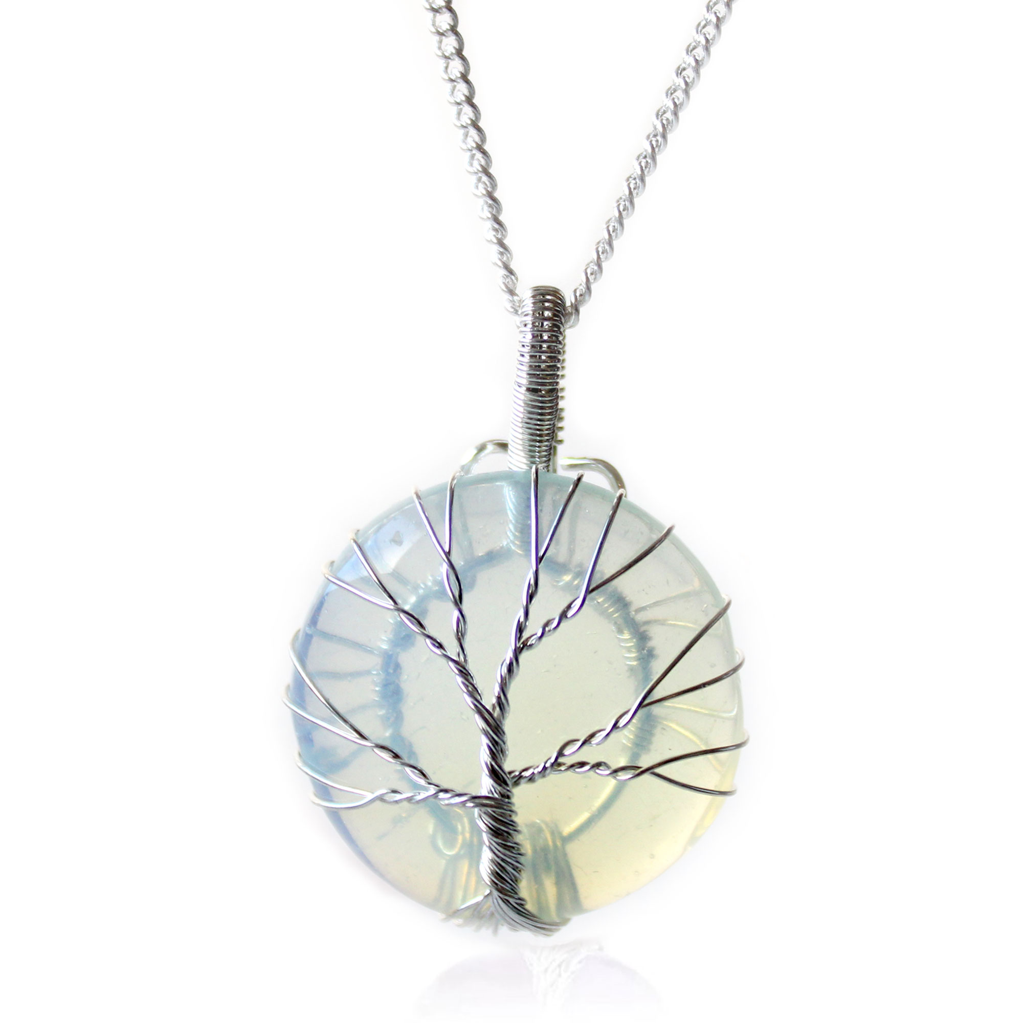 Tree of Life Gemstone Necklace - Opalite - Click Image to Close